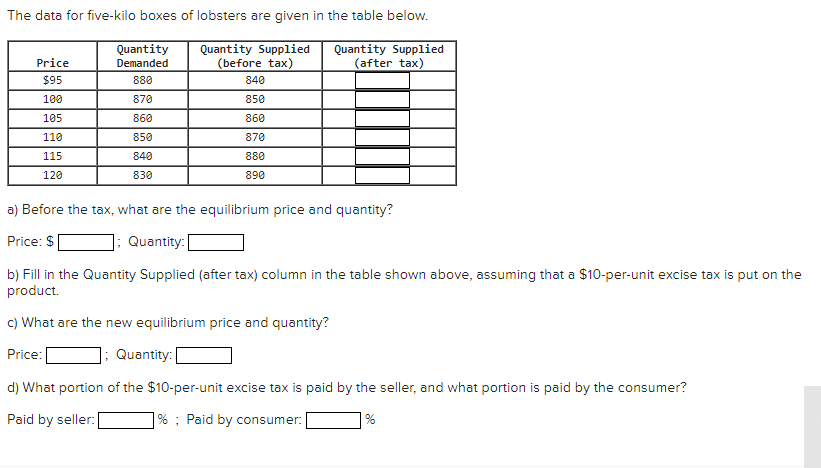 Solved The data for five-kilo boxes of lobsters are given in | Chegg.com