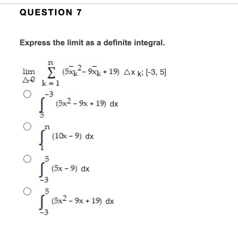 Solved Express The Limit As A Definite Integral. | Chegg.com