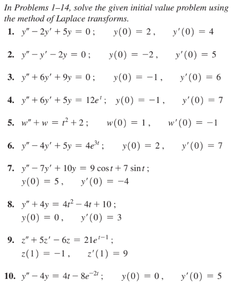 Solved In Problems 1-14, solve the given initial value | Chegg.com