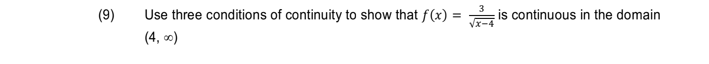 Solved 9) Use three conditions of continuity to show that | Chegg.com