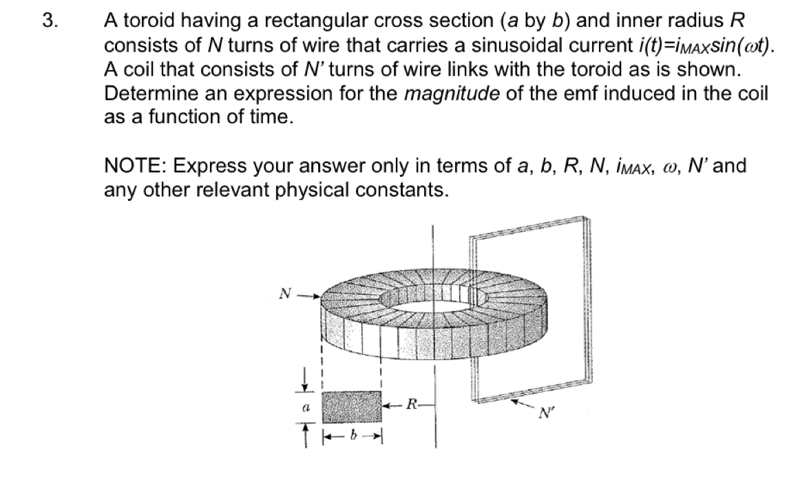 Solved A Toroid Having A Rectangular Cross Section A By B