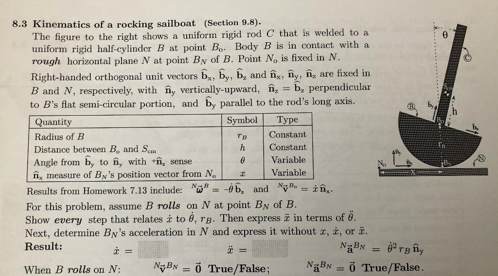 ө 8 3 Kinematics Of A Rocking Sailboat Section 9 Chegg Com