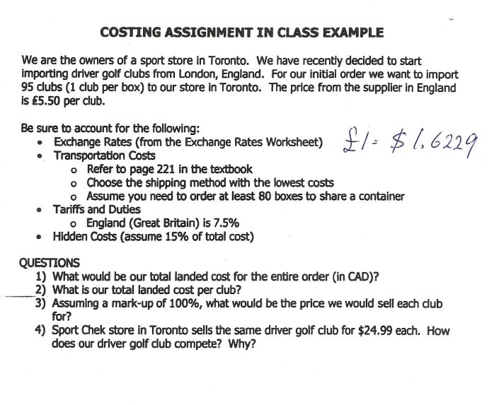 £1- $1,6229 COSTING ASSIGNMENT IN CLASS EXAMPLE We | Chegg.com