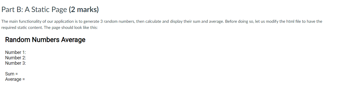 Solved Part B: A Static Page (2 Marks) The Main | Chegg.com