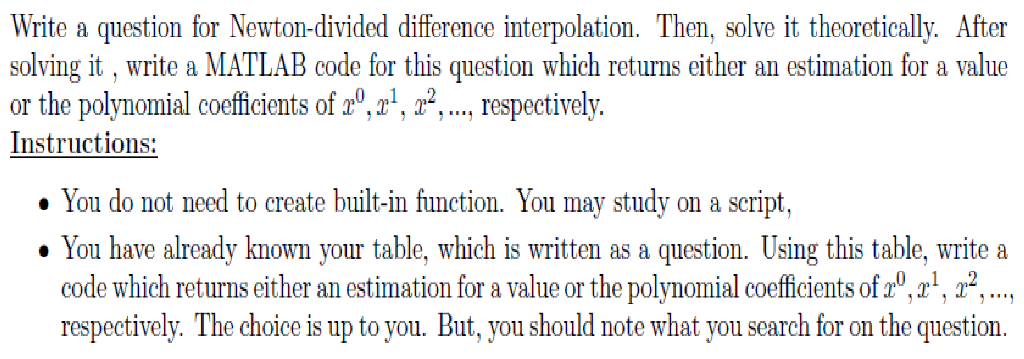 Solved Write a question for Newton-divided difference | Chegg.com