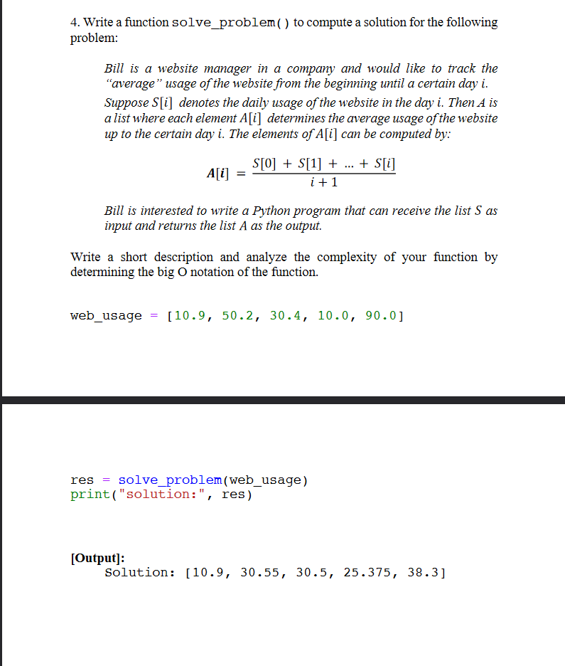Solved 4. Write a function solve problem() to compute a | Chegg.com