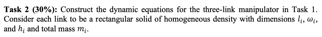Solved Task 2 (30%): Construct the dynamic equations for the | Chegg.com