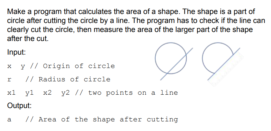Solved Make a program that calculates the area of a shape. | Chegg.com