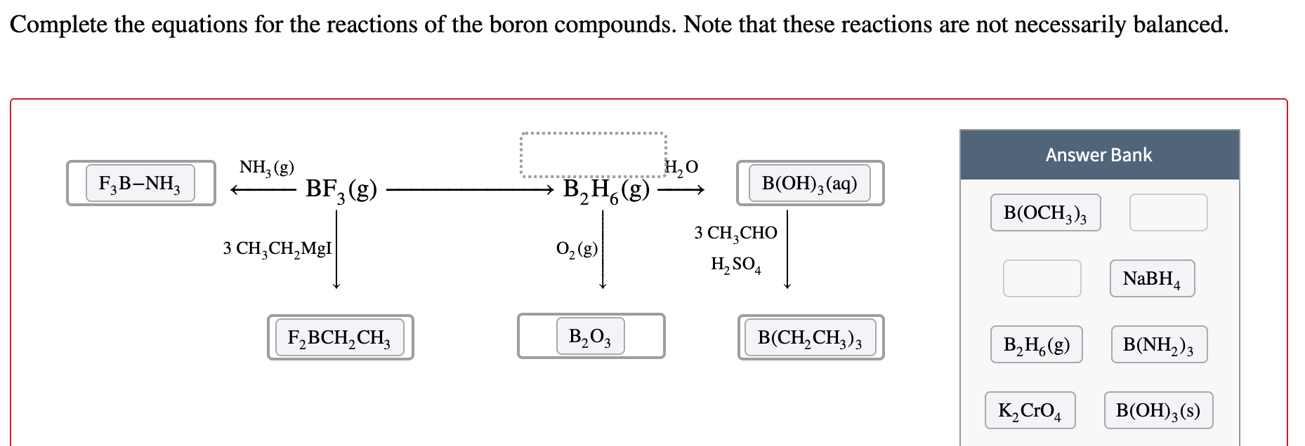 Solved Complete the equations for the reactions of the boron