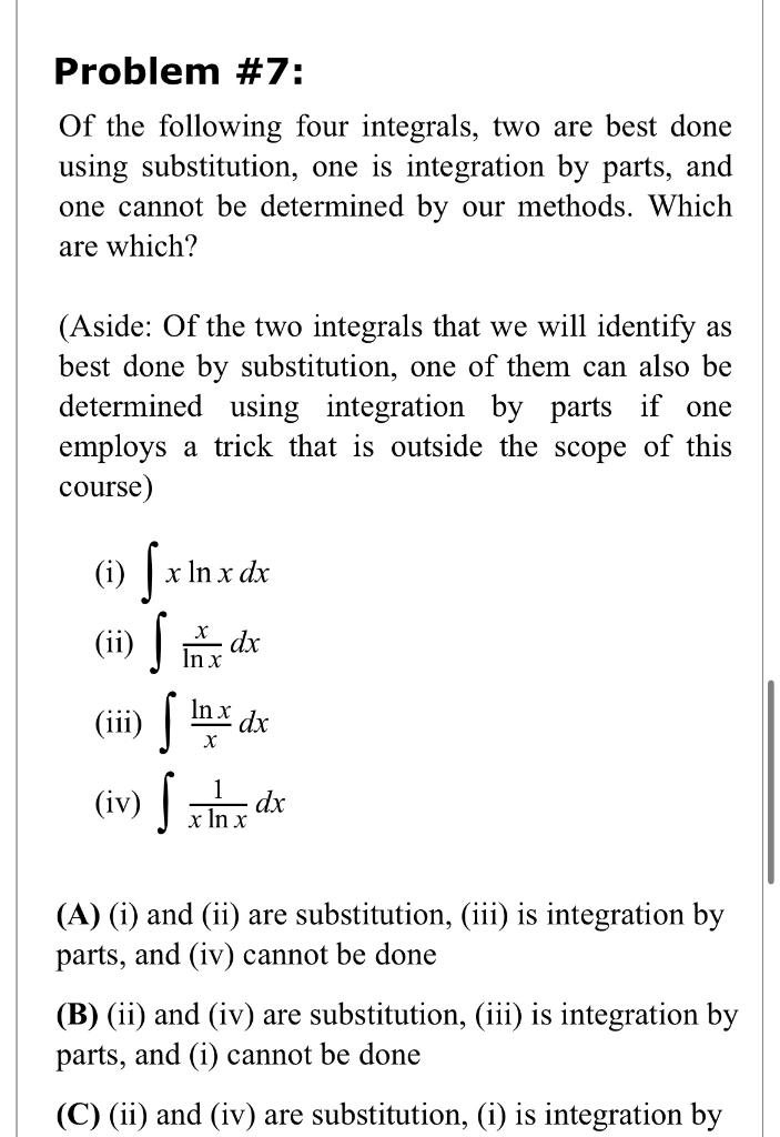 solved-of-the-following-four-integrals-two-are-best-done-chegg