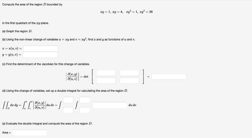 Solved Compute the area of the region D bounded by in the | Chegg.com