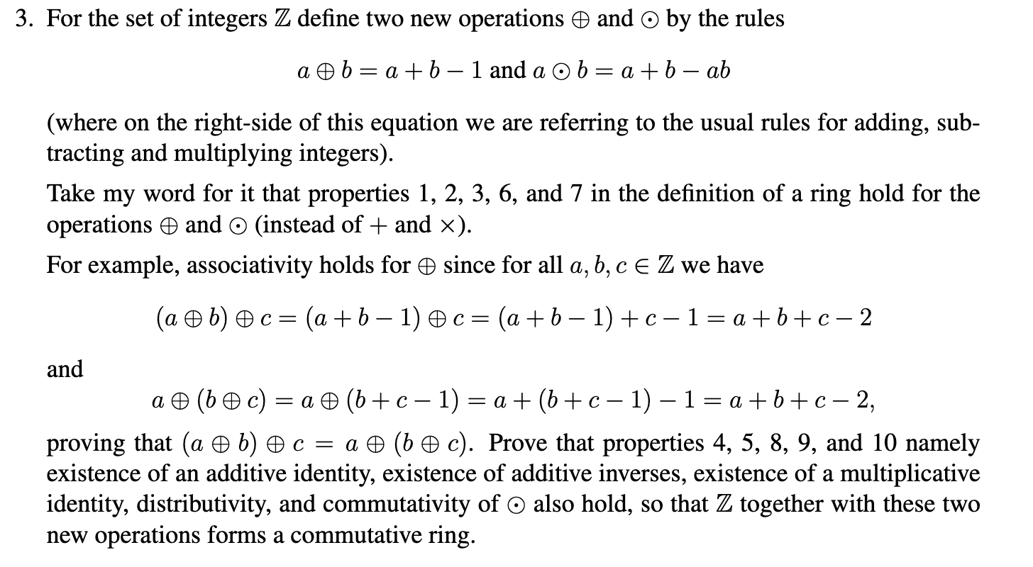 Solved A⊕b=a+b−1 And A⊙b=a+b−ab (where On The Right-side Of | Chegg.com