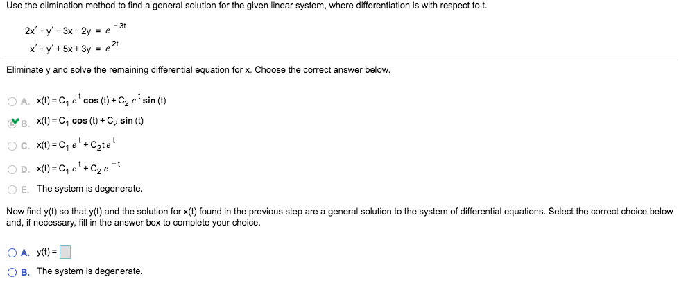 Solved Use The Elimination Method To Find A General Solution 1246