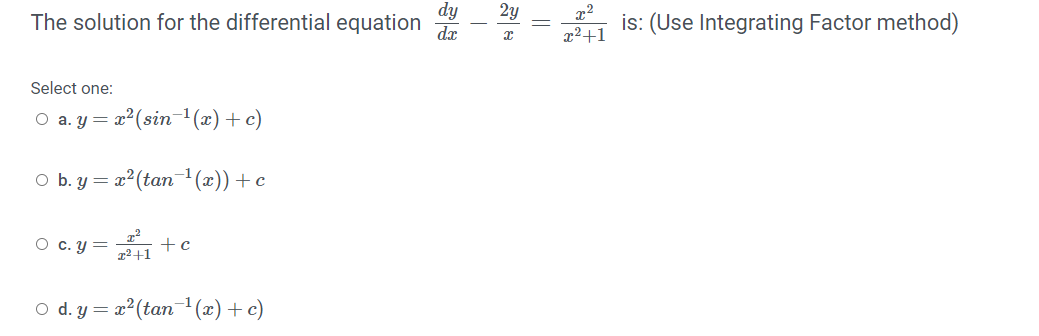 Solved 2y The solution for the differential equation dy du | Chegg.com