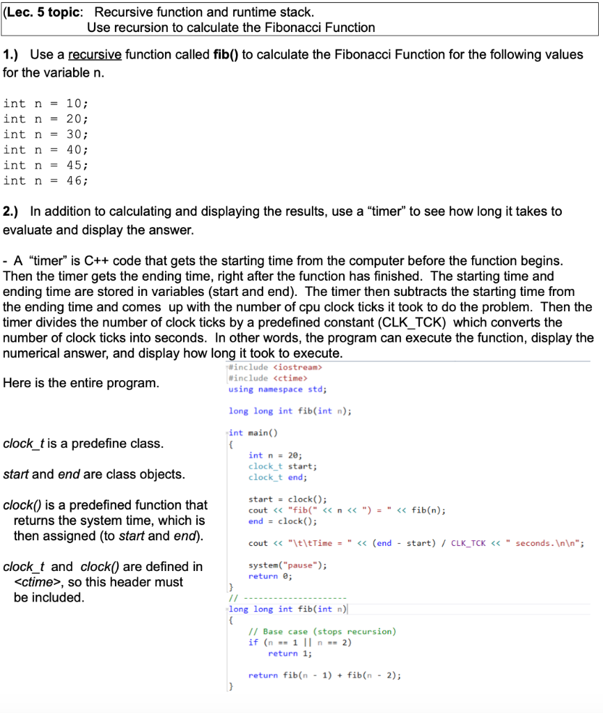 Solved (Lec. 5 topic: Recursive function and runtime stack. | Chegg.com