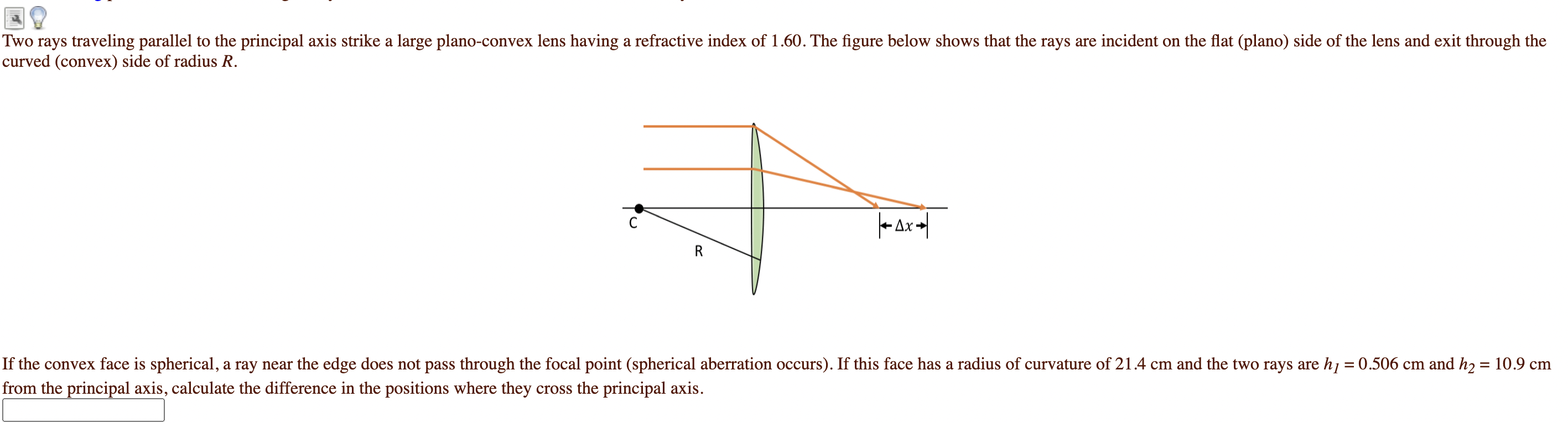 Solved Two rays traveling parallel to the principal axis | Chegg.com