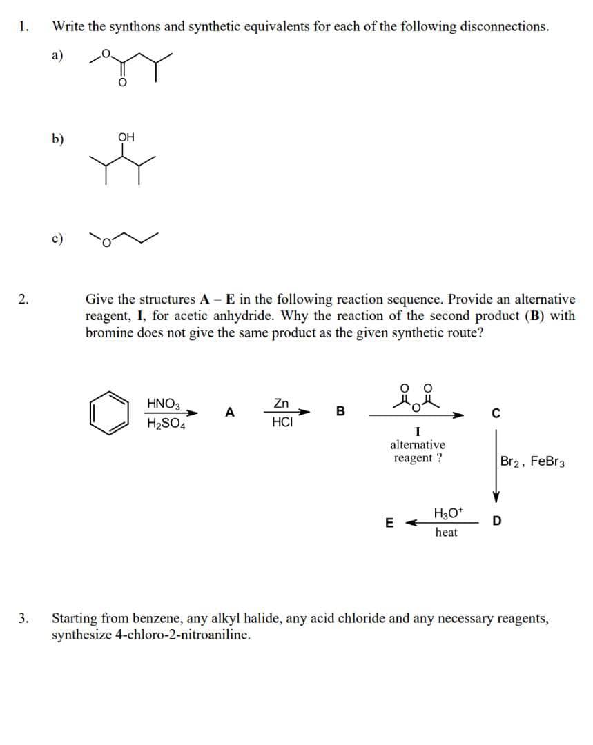 Solved 1. Write The Synthons And Synthetic Equivalents For | Chegg.com