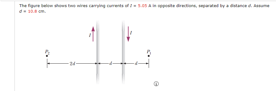 Solved The figure below shows two wires carrying currents of | Chegg.com