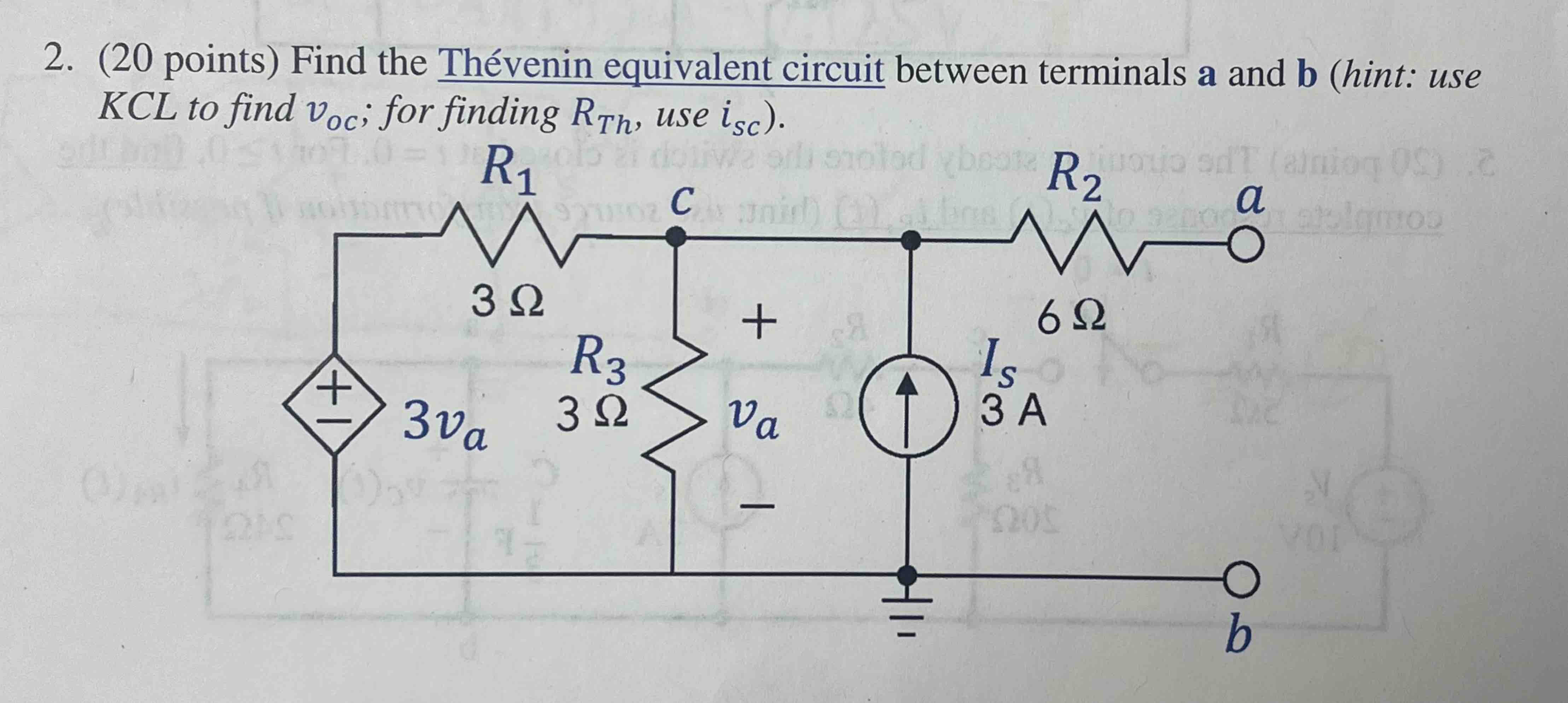 Solved (20 ﻿points) ﻿Find The Thévenin Equivalent Circuit | Chegg.com