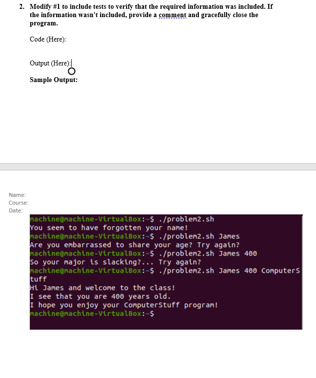 Solved 2. Modify #1 to include tests to verify that the | Chegg.com