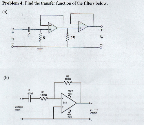 Solved Problem 4: Find the transfer function of the filters | Chegg.com