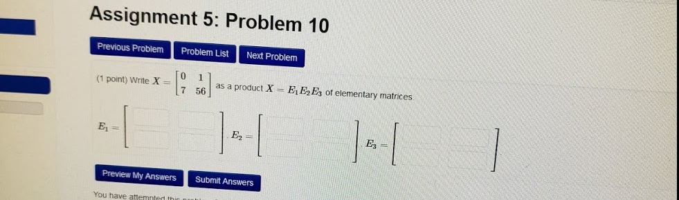 Solved Assignment 5: Problem 10 Previous Problem Problem | Chegg.com