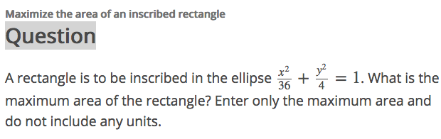 Solved Maximize the area of an inscribed rectangle Question | Chegg.com