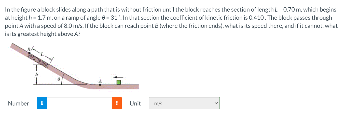 Solved In The Figure A Block Slides Along A Path That Is | Chegg.com