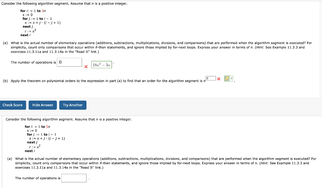 Solved Consider The Following Algorithm Segment Assume T Chegg Com