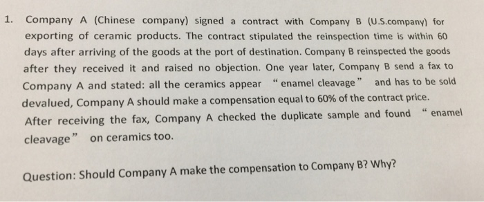 Solved 1. Company A (Chinese Company) Signed A Contract With | Chegg.com