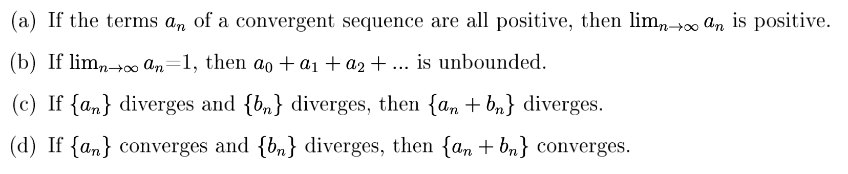 Solved In each case state whether the statement is true or | Chegg.com