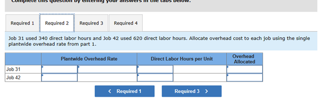 Solved Job 31 used 340 direct labor hours and Job 42 used | Chegg.com