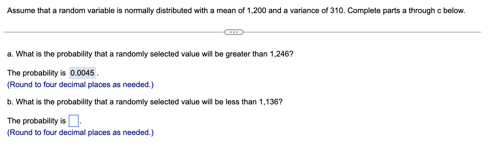 Solved Assume that a random variable is normally distributed | Chegg.com