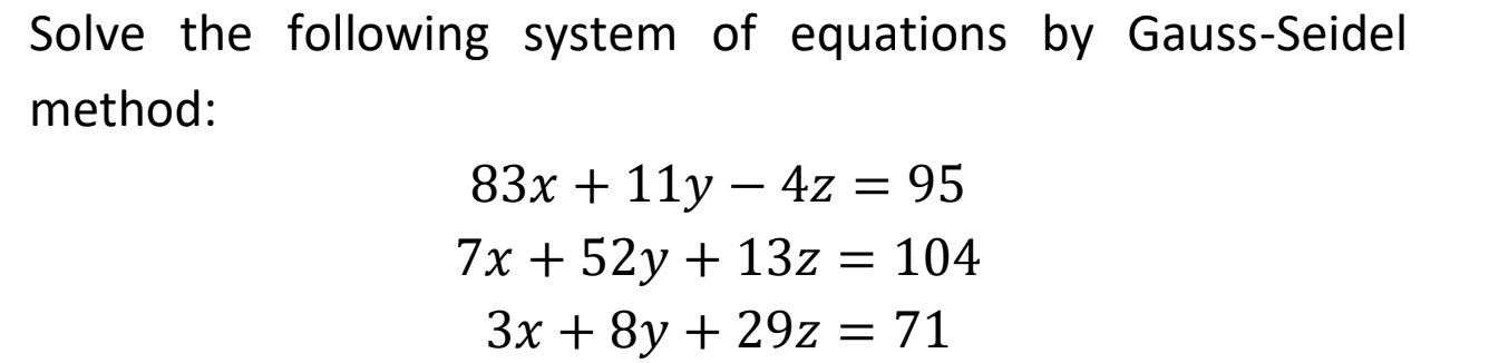 Solved Solve the following system of equations by | Chegg.com