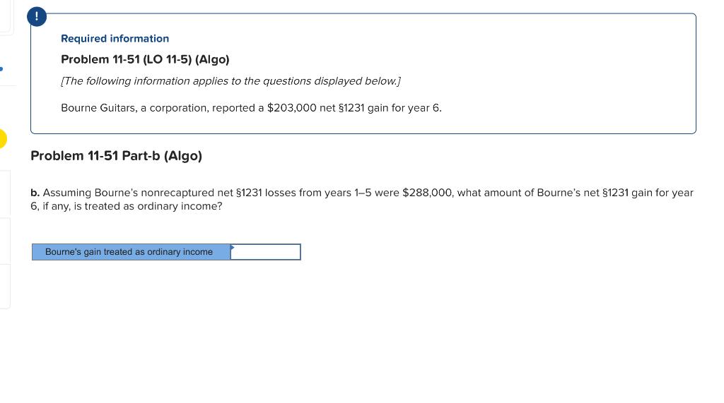 Solved Required information Problem 11-51 (LO 11-5) (Algo
