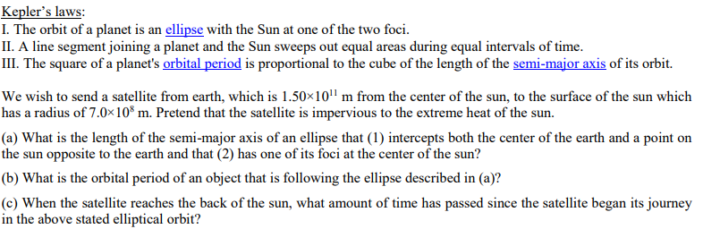 Solved Kepler's laws: 1. The orbit of a planet is an ellipse | Chegg.com