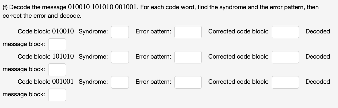 Solved Consider the linear code | Chegg.com