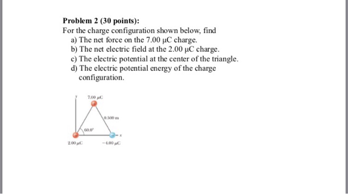 Solved Problem 2 (30 points): For the charge configuration | Chegg.com