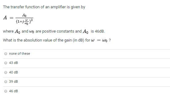 Solved The transfer function of an amplifier is given by A = | Chegg.com