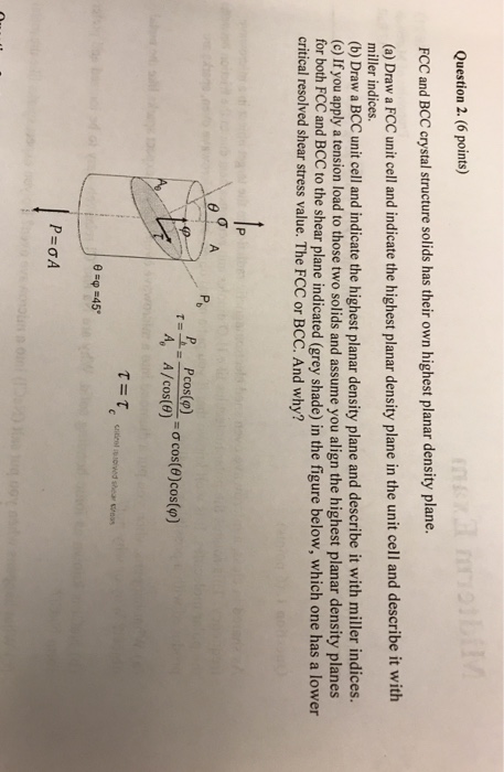 Solved Question 2. (6 points) FCC and BCC crystal structure | Chegg.com