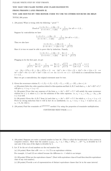 Solved PLEASE WRITE STEP BY STEP PROOFS YOU MAY USE CLASS | Chegg.com