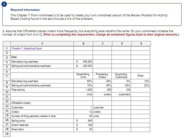 Solved Required information The Chapter 7 Form worksheet is | Chegg.com