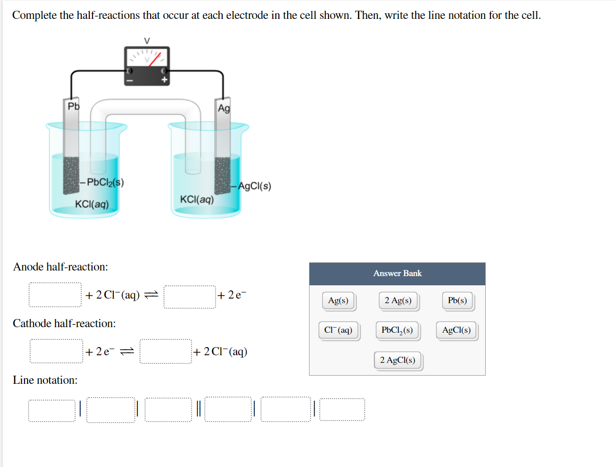 Solved Complete the half-reactions that occur at each | Chegg.com