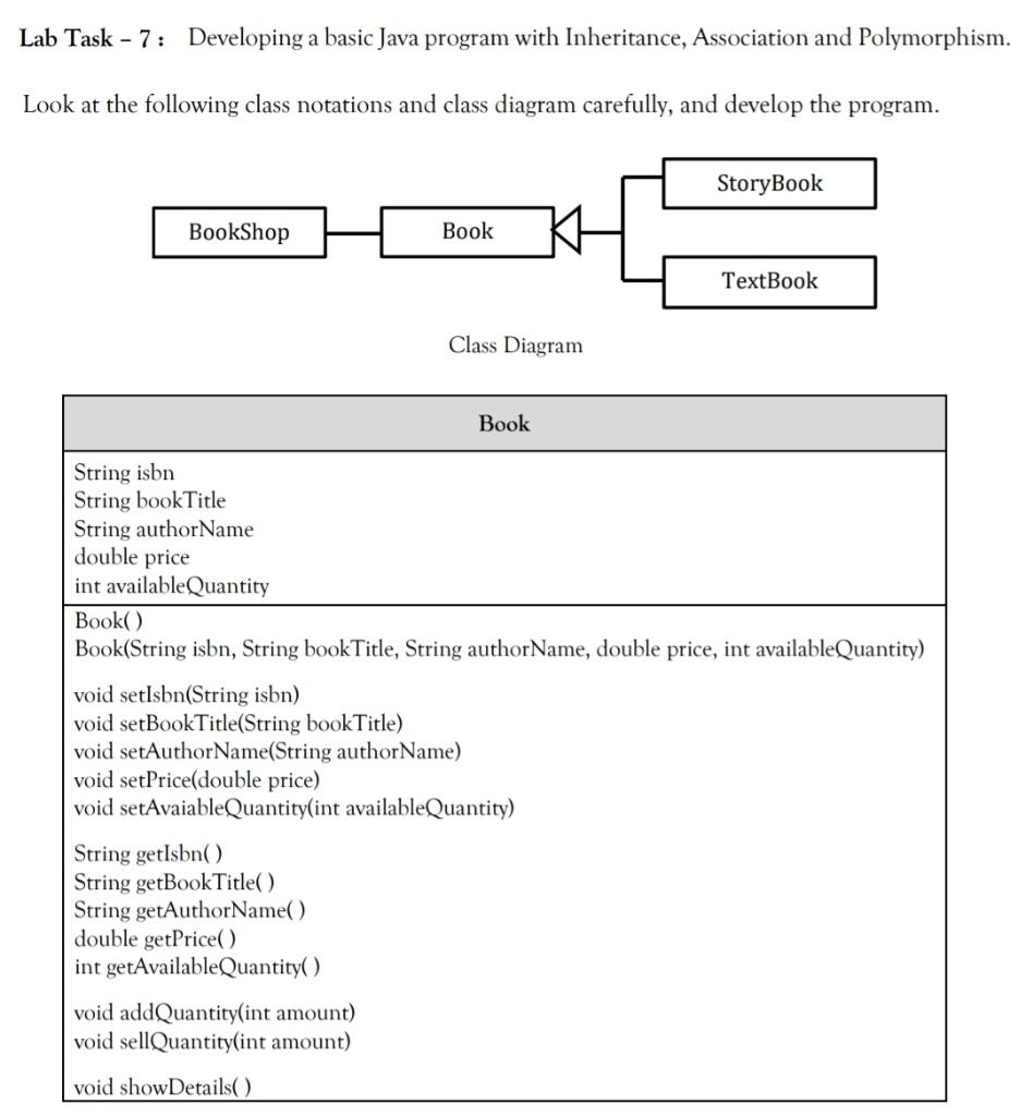 Solved Lab Task - 7: Developing A Basic Java Program With | Chegg.com