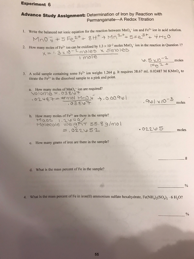 Solved Experiment 6 Advance Study Assignment Determination