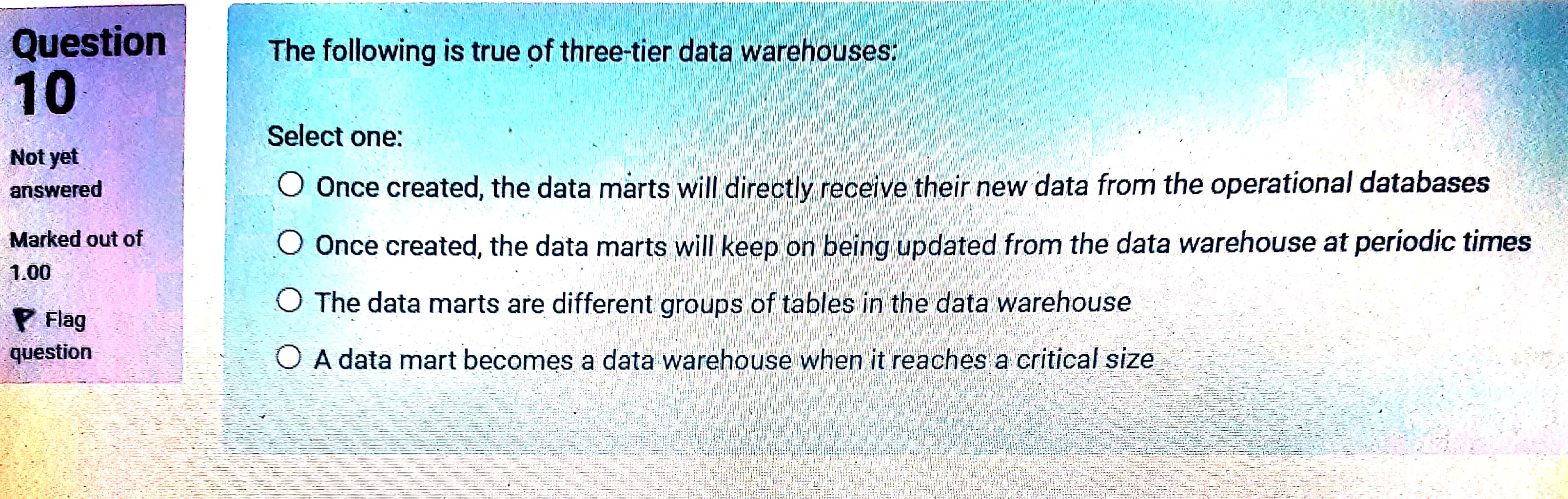 Solved Question 1 Which is not a data cleaning step in ETL | Chegg.com