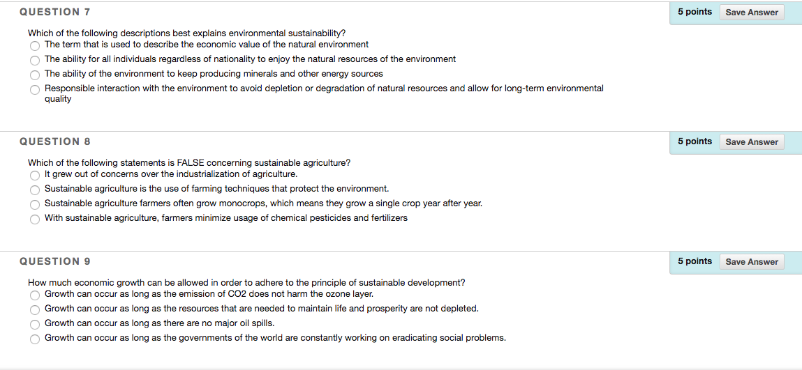 Which best describes environmental sustainability?