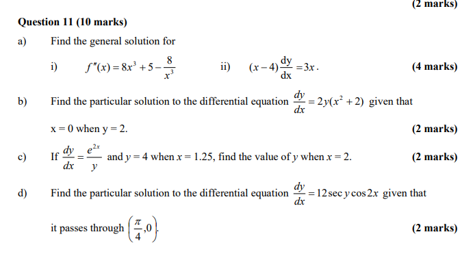 Solved a) Find the general solution for i) f′′(x)=8x3+5−x38 | Chegg.com