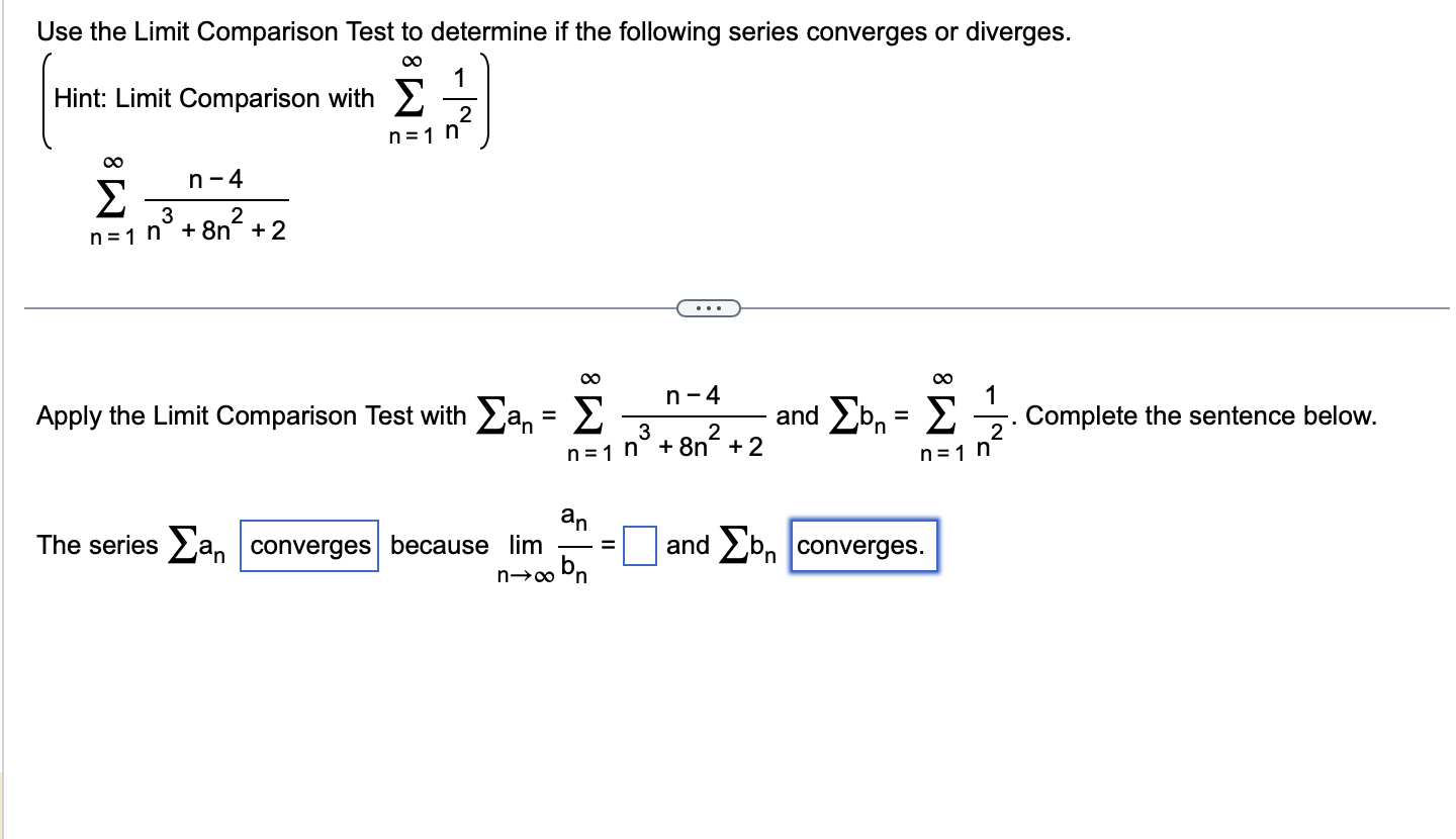 Solved ( Hint: Limit Comparison with ∑n=1∞n21) | Chegg.com