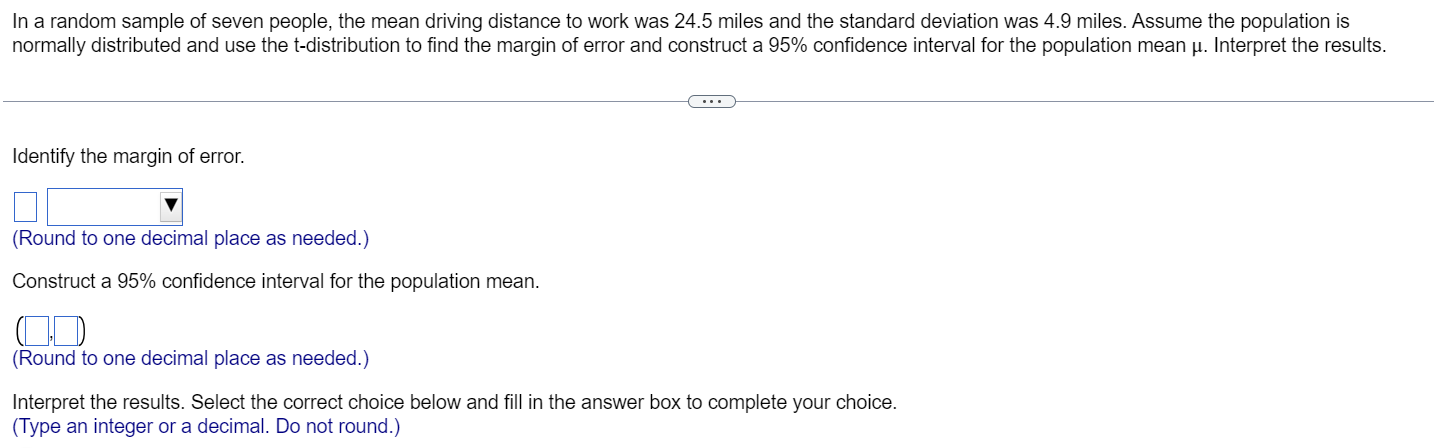 Solved In a random sample of seven people, the mean driving | Chegg.com